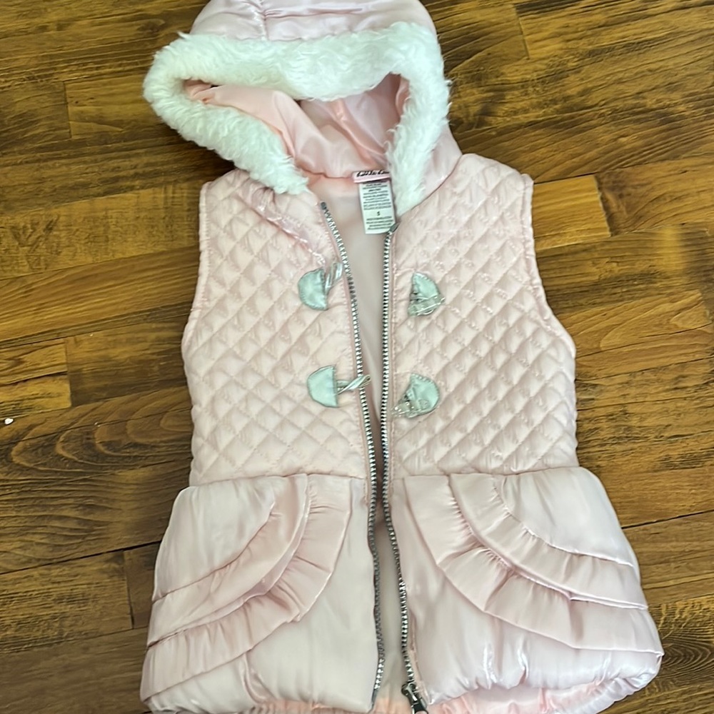 Girls Puffer vest with fur hood